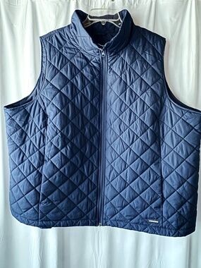 Lands' End Womens Quilted Insulated OPP Puffer Vest Deep Sea Navy Plus 3x